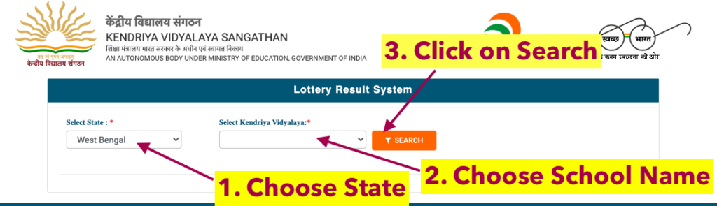 kvs admission 2023 class 1 lottery selection list