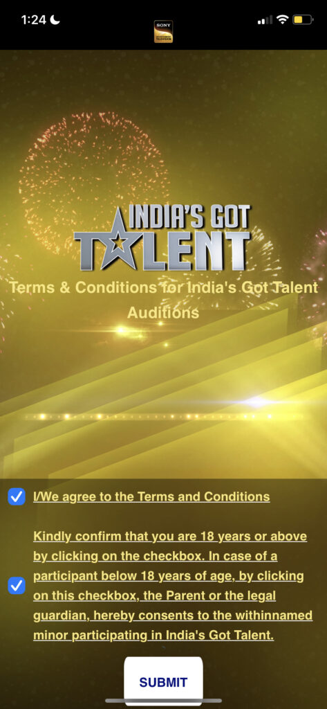igt audition terms and condition