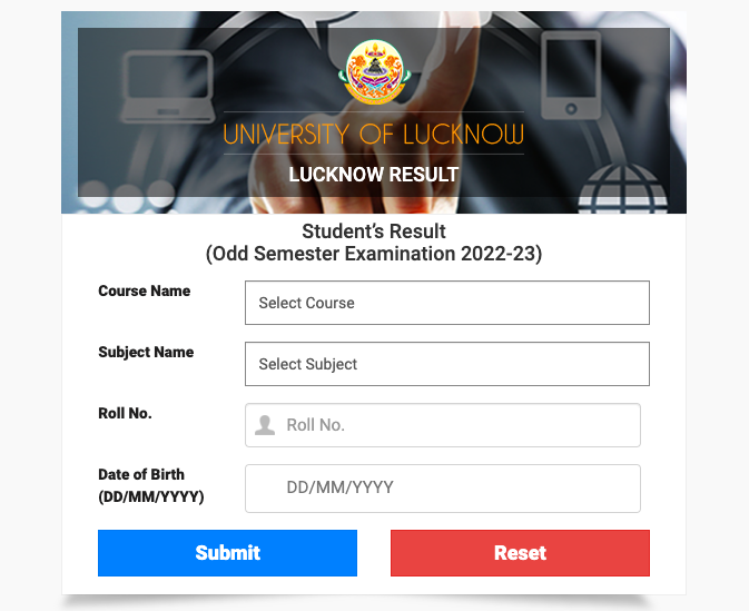 lucknow university subject wise and roll number wise semester result check