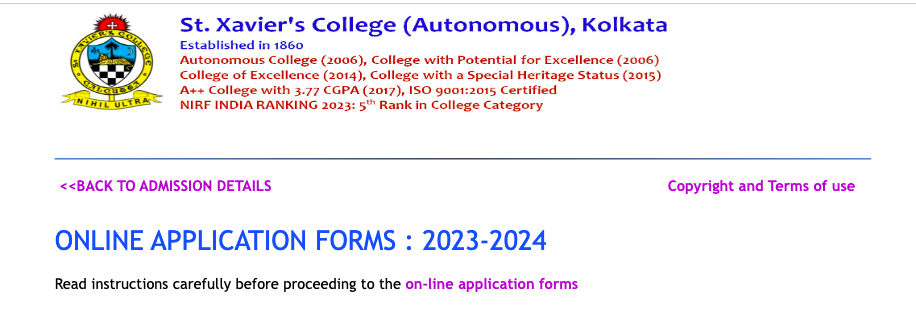 st xaviers college kolkata admission form 2023-24 merit list download links