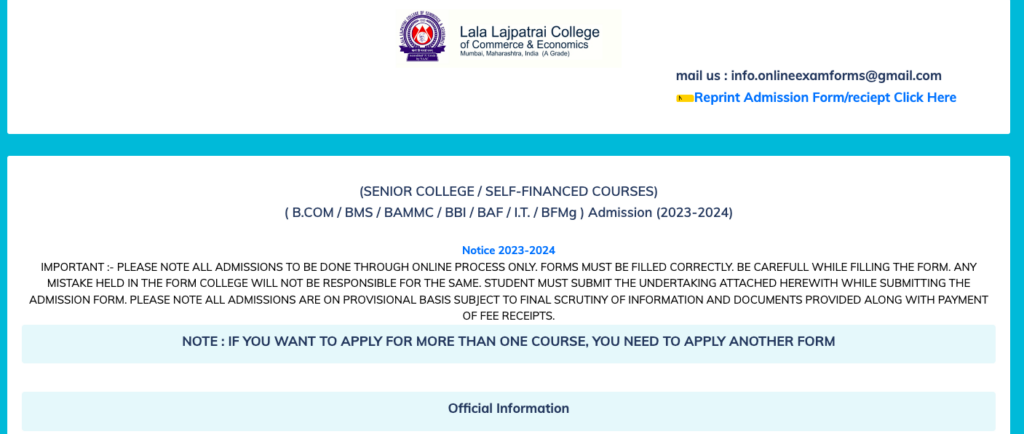 lala lajpat rai college admission 2023 portal
