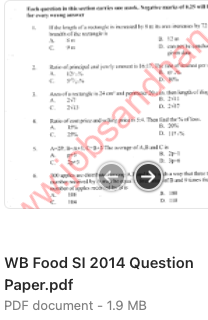 wb food si previous 2014 question paper old solved