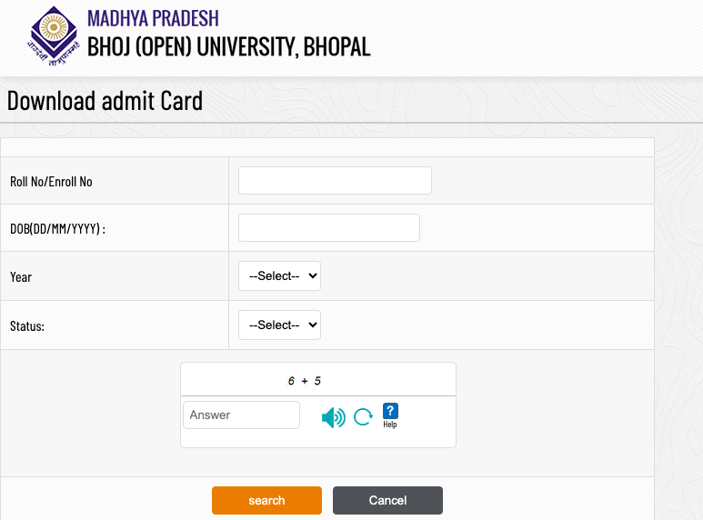 mp bhoj admit card 2023 download pdf mpbou.mponline.gov.in