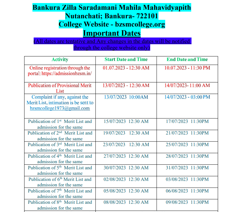 saradamoni college merit list schedule 2023