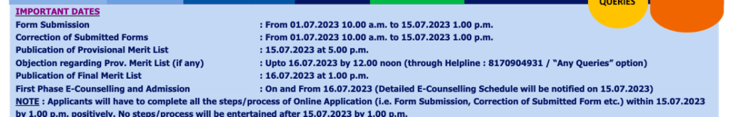 Mahishadal Raj College merit list Schedule 2023 download notice