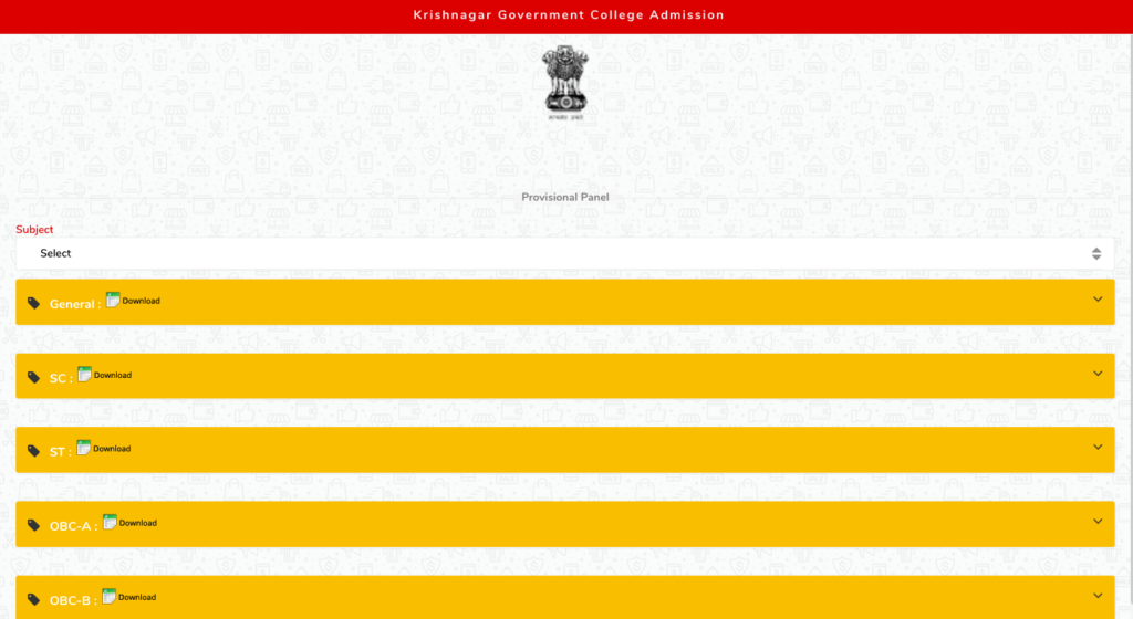 krishnagar govt college merit list download links 2024