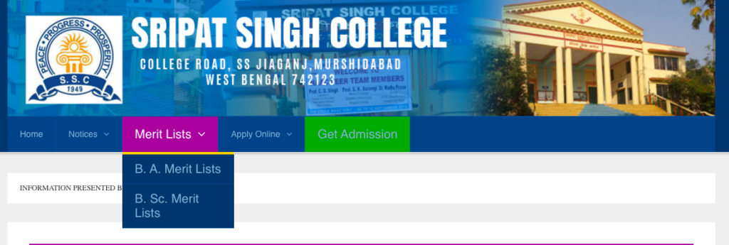 sripat singh college admission 2023-24 for ug ba bsc courses