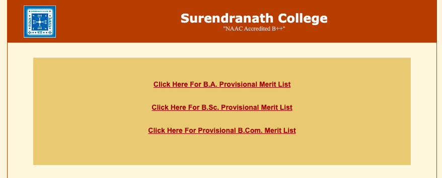 surendranath college merit list download links 2024 pdf ba bsc b.com