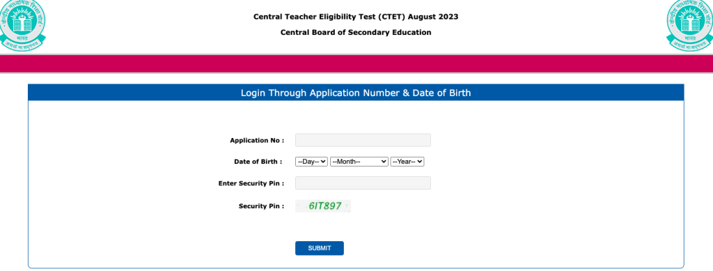 ctet self declaration form admit card download link