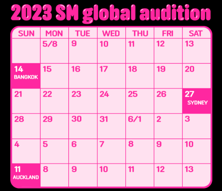sm global audition dates in 2024 for september and october month