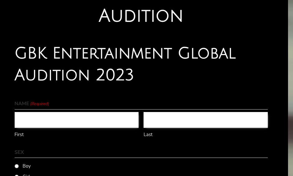 gbk global audition registration online form