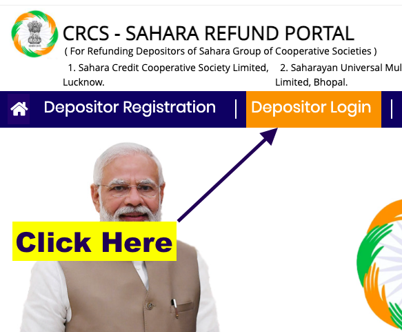 sahara crcs refund portal login for depositor