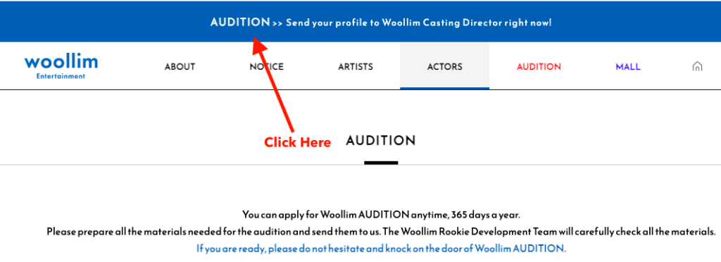 Woollim Entertainment Audition link