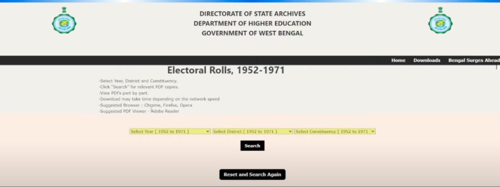 old electoral roll .wb gov in website voter list download