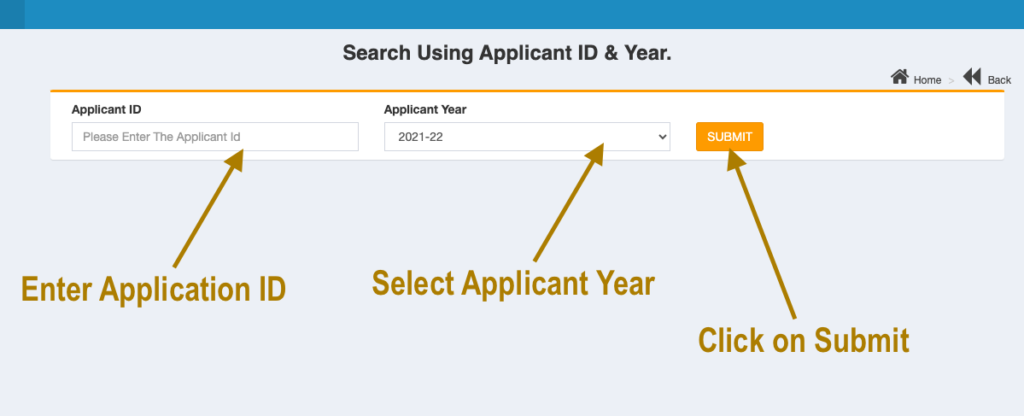 applicant id and applicant year submission at rupashree scheme tracking portal